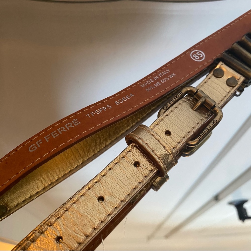 GF Ferre Gold Leather/Metal Belt Size 85